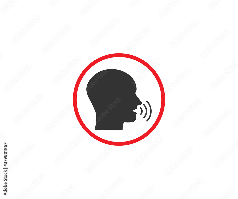 No talking, quiet, silence icon. Vector illustration, flat design. No talking, quiet, silence icon. Vector illustration, flat design.