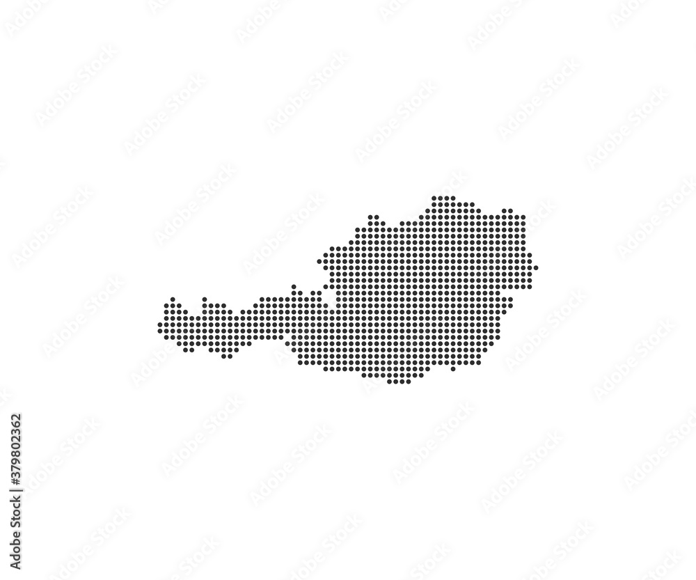 Austria, country, dotted map on white background. Vector illustration.