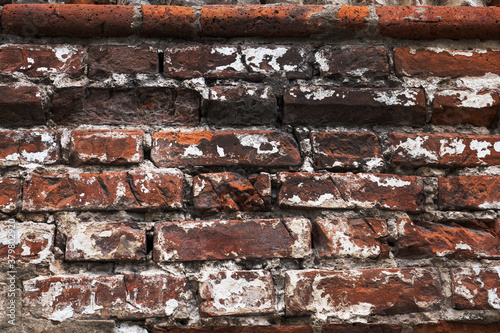 Red brick wall texture background old rustic.