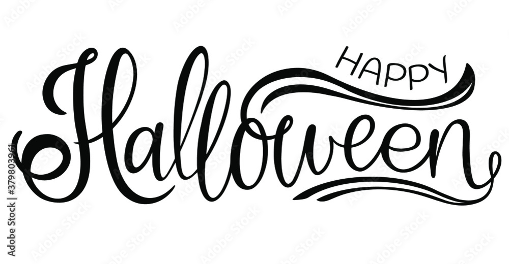 Happy Halloween text. Handwritten calligraphy text for inspirational posters, cards and social media content. phrase isolated.