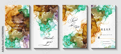 Modern creative design   background marble texture. Wedding invitation.  Alcohol ink. Vector illustration.