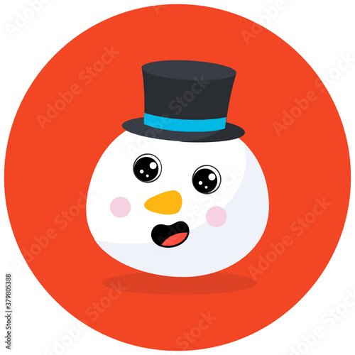 
Flat rounded design of snowman character icon
 photo