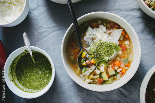 Hearty French Provencal soup au pistou photo