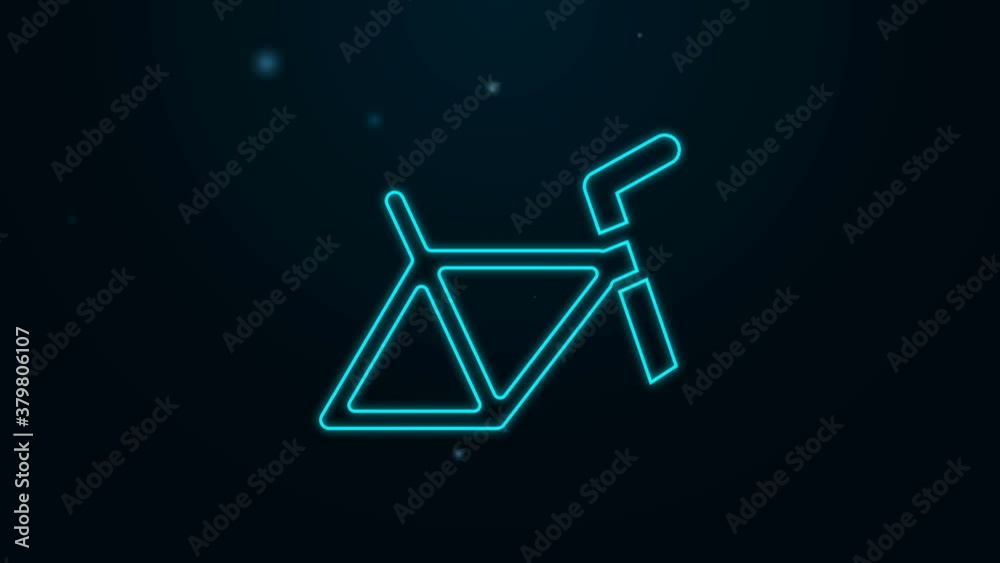 Glowing neon line Bicycle frame icon isolated on black background. 4K Video motion graphic animation Glowing neon line Bicycle frame icon isolated on black background. 4K Video motion graphic animation