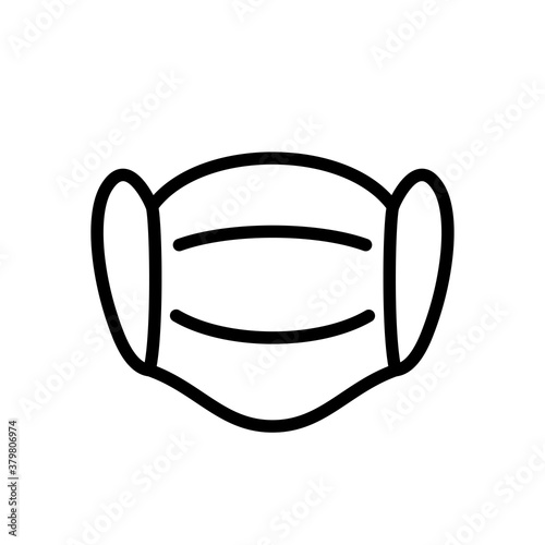 medical mask line for icon, dentist mask symbol isolated on white, safety mask outline for icon