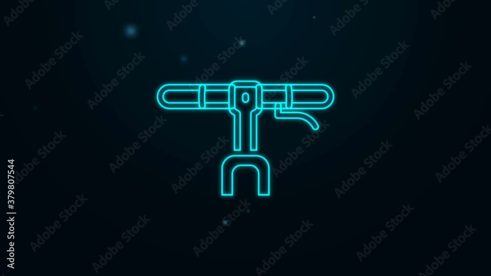 Glowing neon line Bicycle handlebar icon isolated on black background. 4K Video motion graphic animation Glowing neon line Bicycle handlebar icon isolated on black background. 4K Video motion graphic animation
