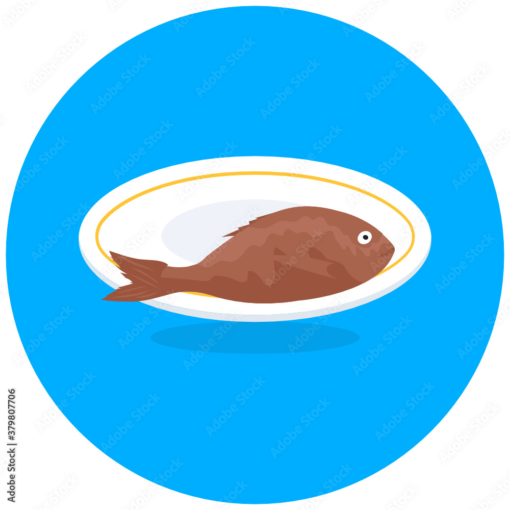 Seafood icon design, flat vector of fried fish
Seafood icon design, flat vector of fried fish