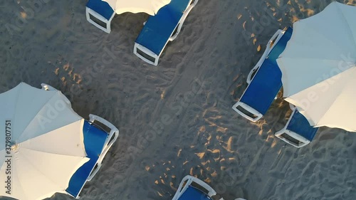 Estate, mare, spiaggia ombrelloni, stabilimento balneare. italia, costa, vacanza - Summer, sea, beach umbrellas, bathing establishment. Italy, coast, vacation. AERIAL SHOOTING WITH DRONE photo