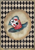 Alice in Wonderland watercolor grunge icons A4 flash cards with diamond victorian background 