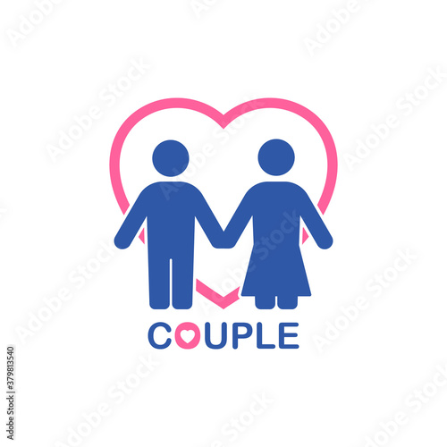 Couple icon. Man and woman in love symbol concept isolated on white background. Vector illustration