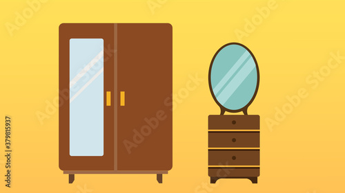 Dresser, mirror and walldrop photo