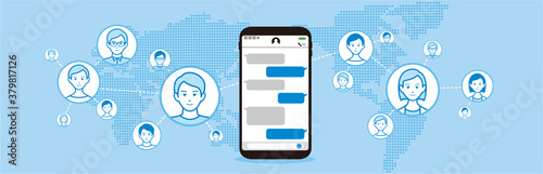 Chat app vector illustration smartphone
