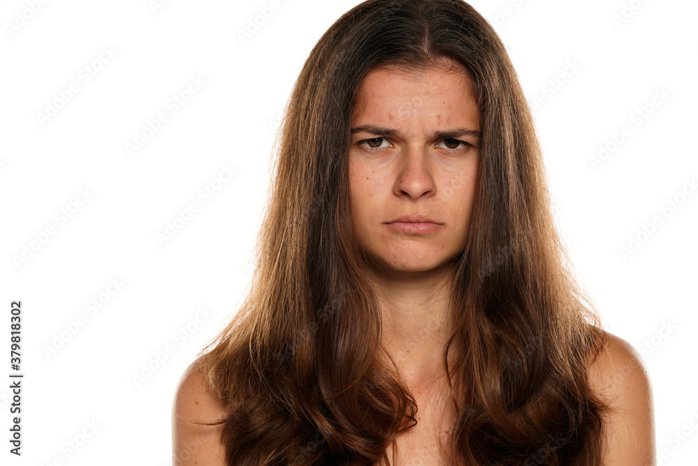 Portrait of woman face without makeup, isolated on white. Portrait of woman face without makeup, isolated on white.