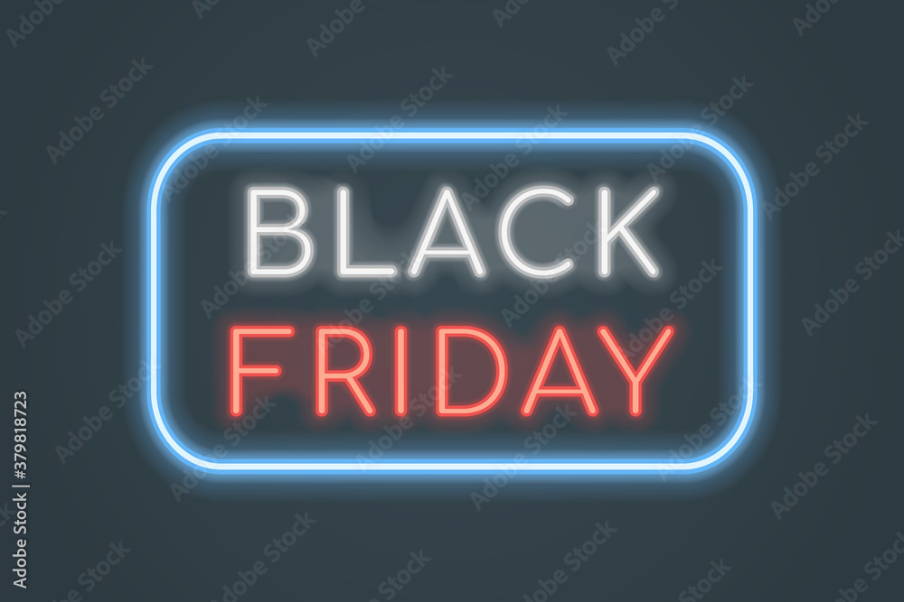 Black friday sale banner. Glowing neon sign. Vector illustration. Black friday sale banner. Glowing neon sign. Vector illustration.