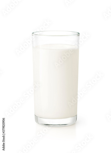 Tall lgalss of fresh milk isolated on white background. clipping path.