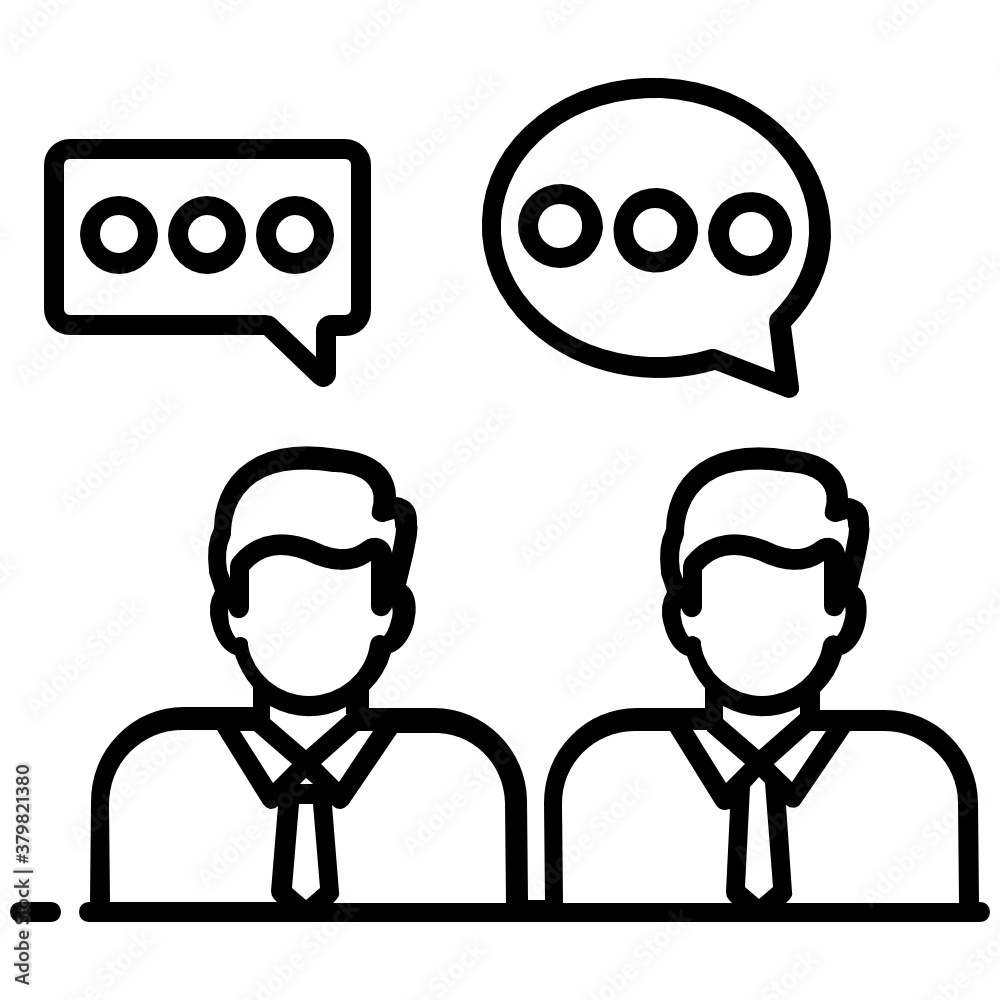 
A vector style of discuss, two persons chatting and having negotiations
