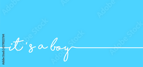 Slogan it's a boy. Baby, new born, pregnant or coming soon signs. Funny vector love heart invitation quotes for banner or greeting cards icons. Footprints ideas, child feet and foot steps party.