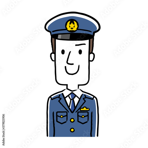 イラスト素材：若い男性警察官