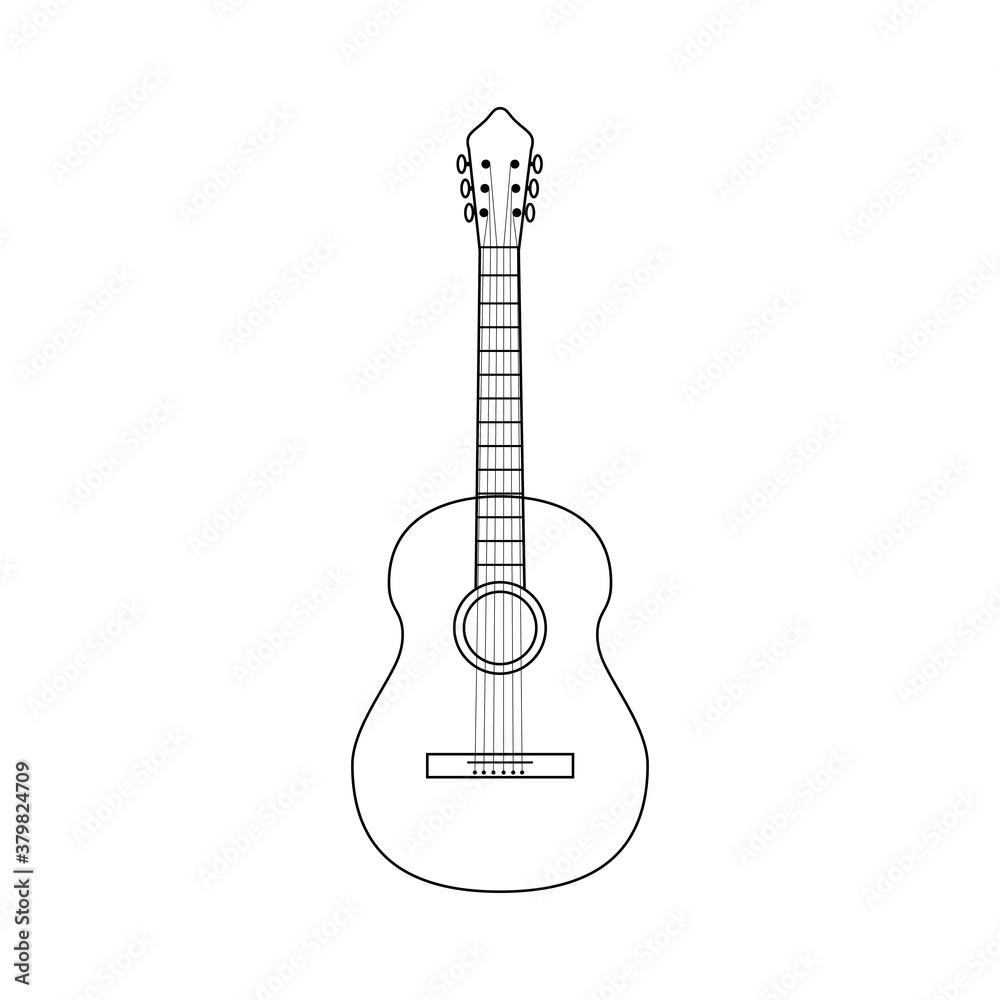 classical guitar line art vector illustration