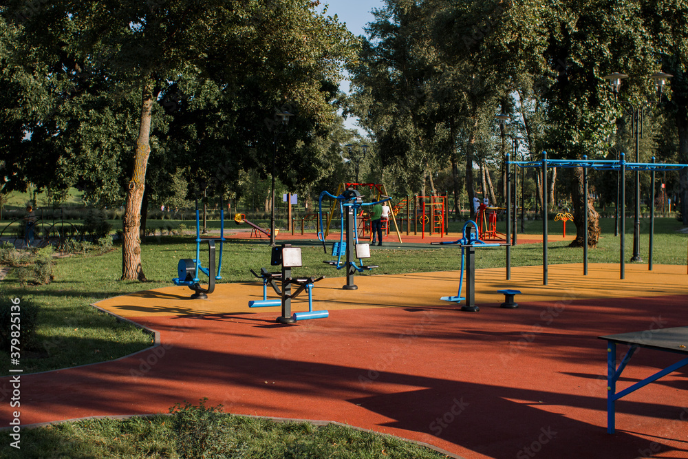 sports ground with exercise equipment in the park sports ground with exercise equipment in the park