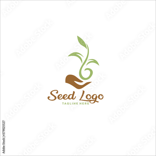 seed logo design template silhouette vector icon