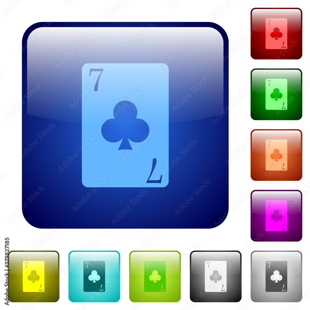 Seven of clubs card color square buttons Seven of clubs card color square buttons