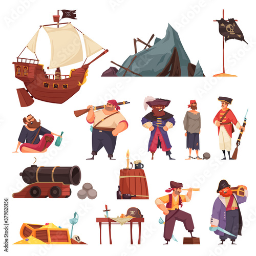 Pirate Cartoon Icon Set