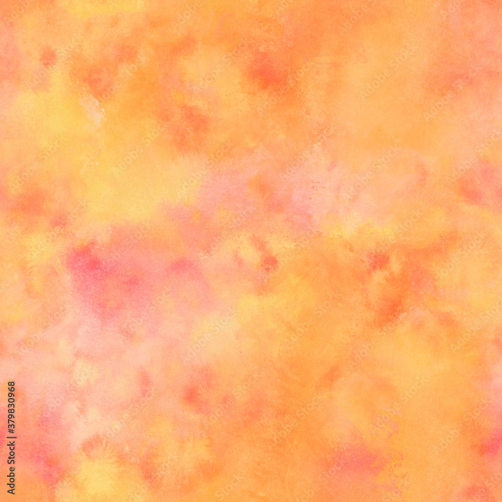 Abstract watercolor seamless pattern in autumn colors, hues of orange