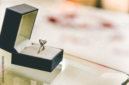 diamond ring in a box for proposal