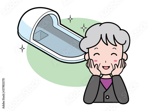 きれいな和式トイレに喜ぶおばあさん