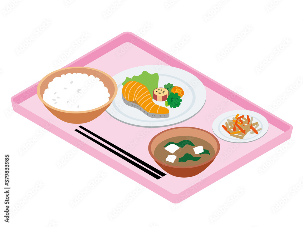 日本の社員食堂の給食(焼鮭) 日本の社員食堂の給食(焼鮭)