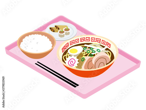 日本の社員食堂の給食（ラーメン）