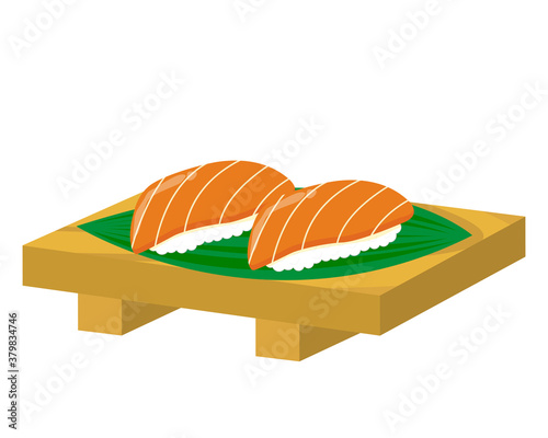 サーモン握り寿司のベクターイラスト　鮭握り