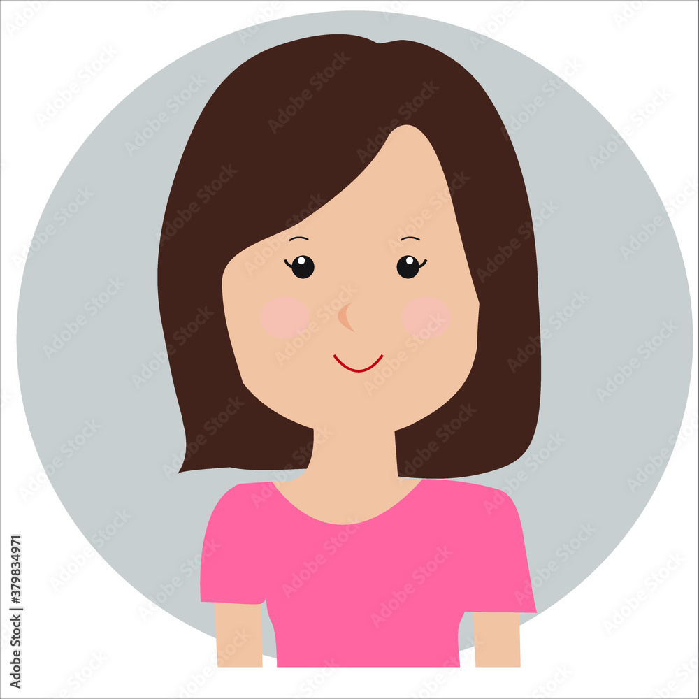 Woman Cartoon Avatar Smile Illustration Vector Woman Cartoon Avatar Smile Illustration Vector