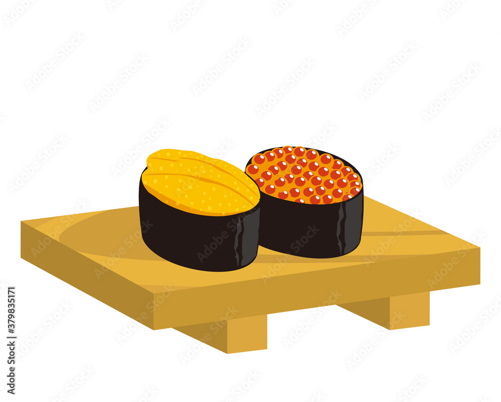 イクラ軍艦と雲丹軍艦のベクターイラスト 握り寿司 Stock Vector Adobe Stock