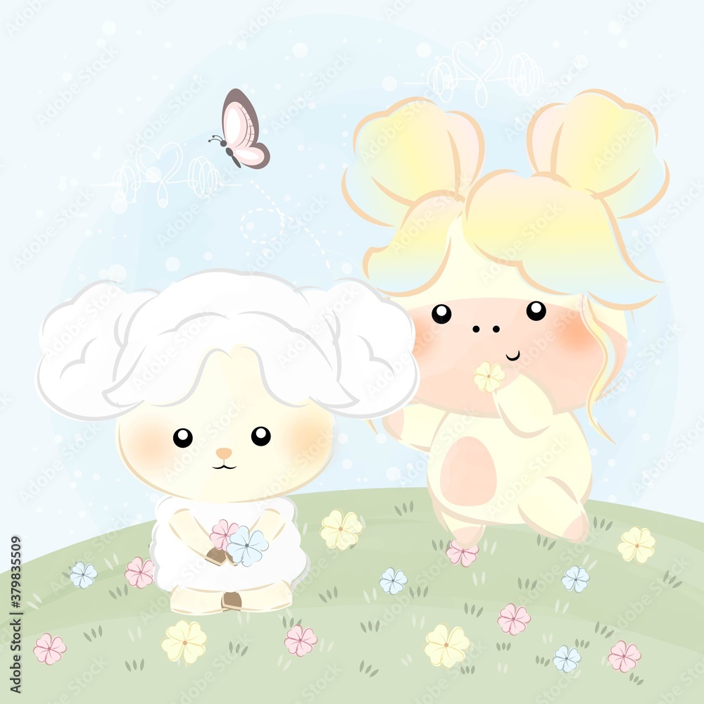 cute little unicorn and sheep cute little unicorn and sheep