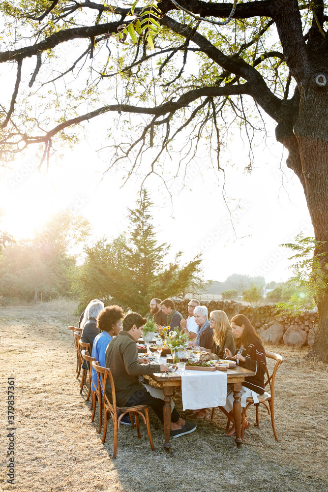 Group of friends enjoying a Farm To Table Dinner Party Group of friends enjoying a Farm To Table Dinner Party