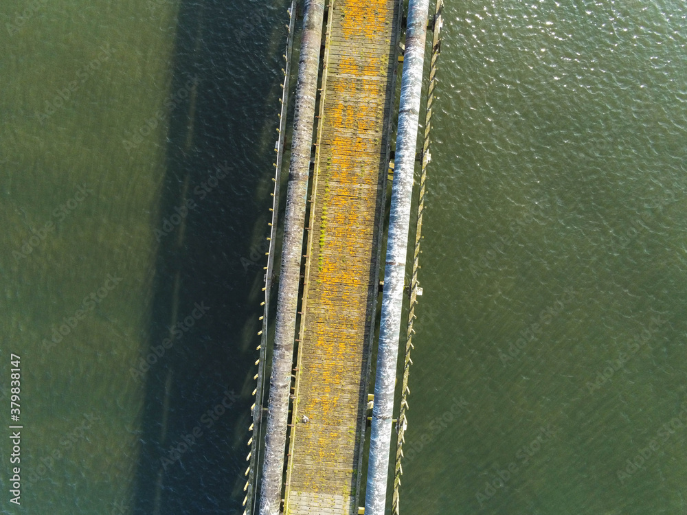 Aerial top down view of Steetley pier