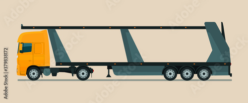 Empty car carrier. Vector illustration.