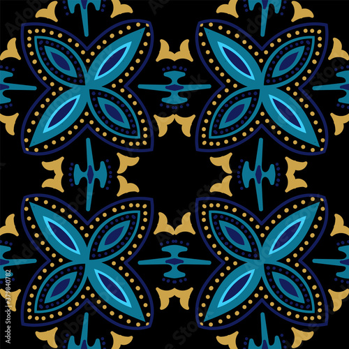 Turquoise and Yellow Decoration Turkish Ornament 