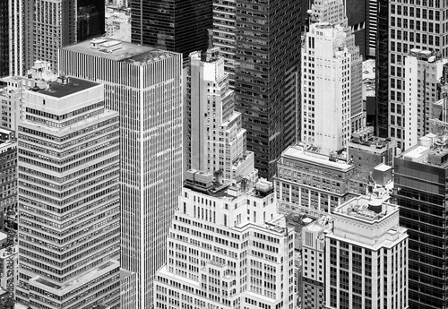 Black and white aerial view of New York diverse architecture, USA. © MaciejBledowski