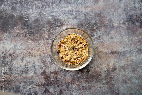 clear glass Bowl with granola