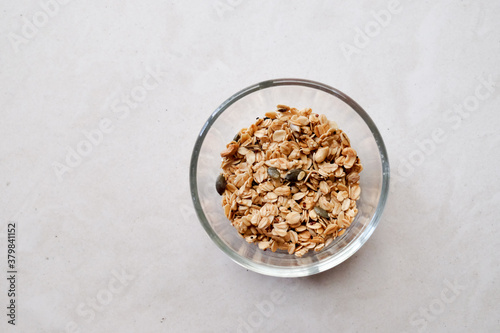 clear glass Bowl with granola