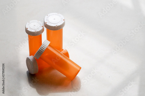 Empty prescription pill bottles from the pharmacy.Empty pills bottles for wallpaper