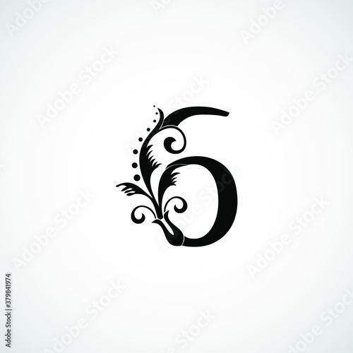 Number 6 Luxury flower ornament Black logo