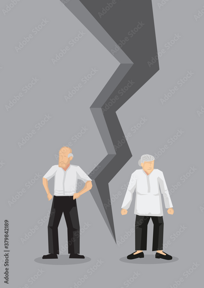 Concept of breakup couple. Creative cartoon vector illustration.