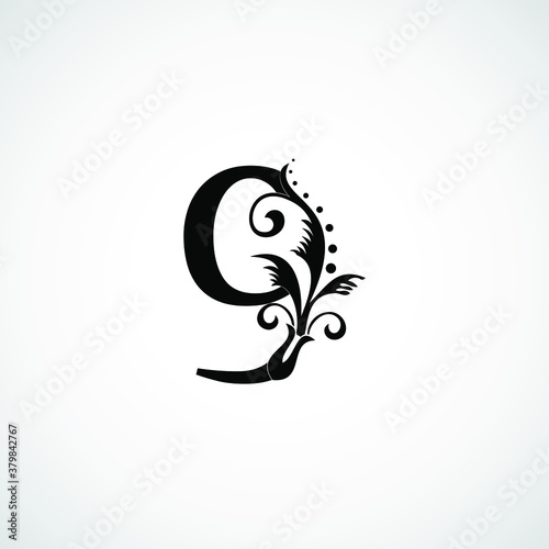 Number 9 Luxury flower ornament Black logo