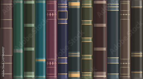 Background from old vintage books on a bookshelf.