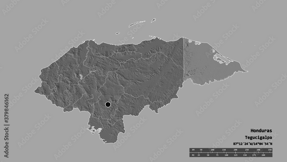 Location of Gracias a Dios, department of Honduras,. Bilevel