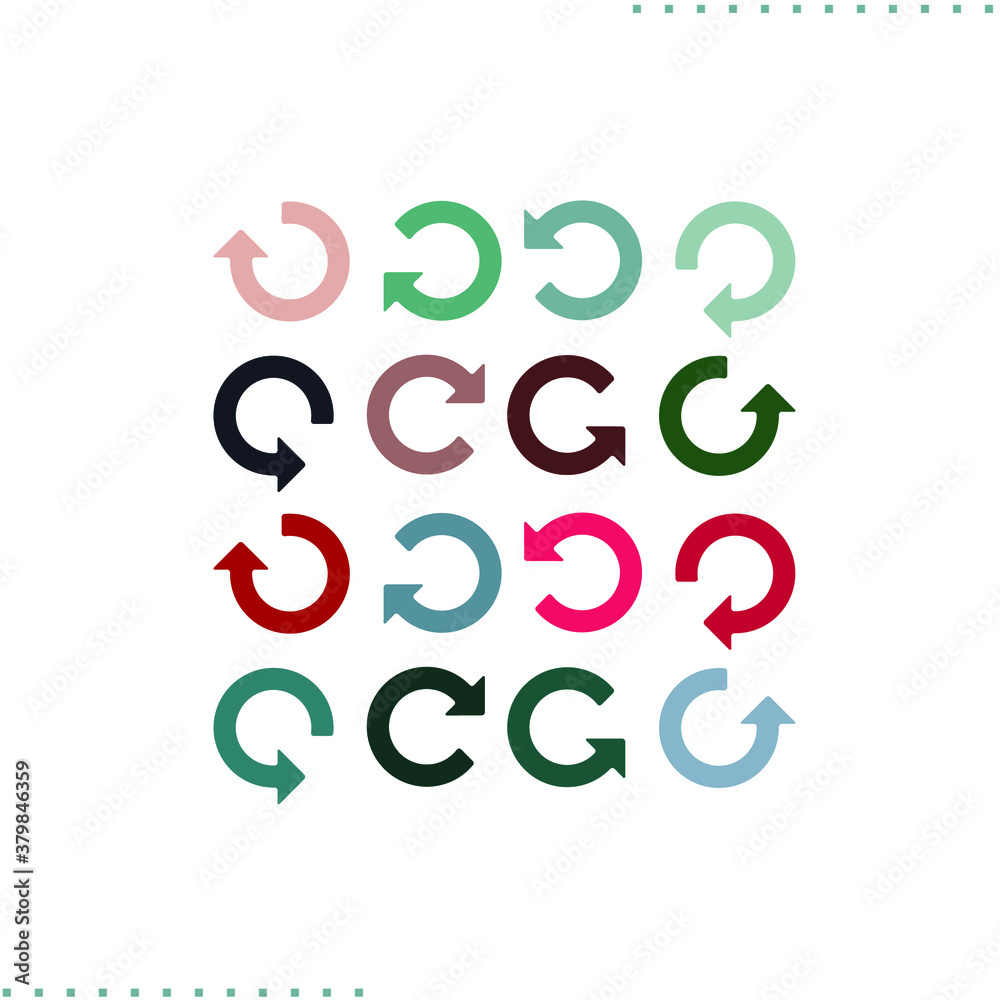 Circular arrows in flat clean color pallet solution. Restart button modern art Circular arrows in flat clean color pallet solution. Restart button modern art